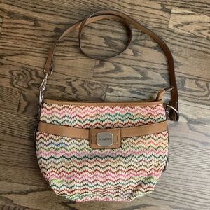 Rosetti Multicolor Chevron Camel Leather Purse Handbag